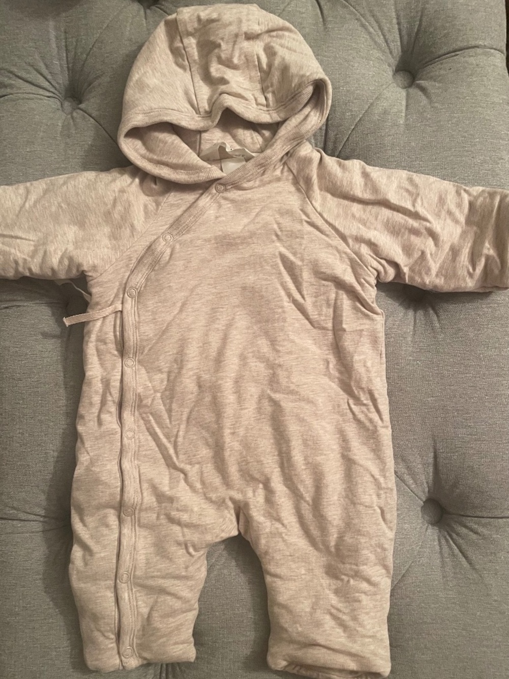 H&M Baby Padded Hooded Jumpsuit Pram Suit Beige NB